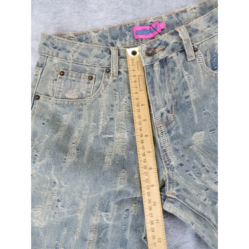 New Jeans‎ Women Small Blue Washed Acid Wash Distressed Wide Leg